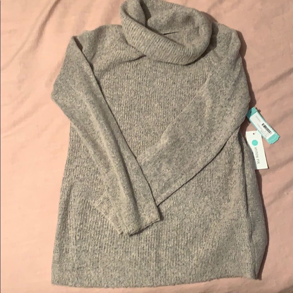 NWT Pink Clover Taupe Fulton Cowl Neck Pullover